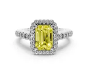 Radiant Cut Halo Engagement Ring Setting for a Fancy Yellow Lab-Grown Diamond | Sterling Silver - Design NV-24780