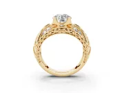 Round Art Deco Graduated Pave Engagement Ring Setting | Split Shank | Yellow Gold
