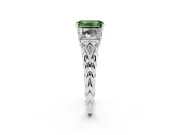 Emerald Cut Three Stone Engagement Ring Setting for a Fancy Green Lab-Grown Diamond | Braided Band | Sterling Silver