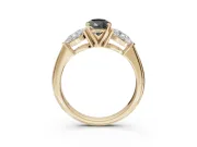 Pear-Shaped Three-Stone Engagement Ring Setting for a Black Center | Pear Side Stones | Yellow Gold