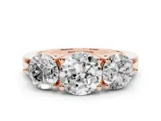 Round Three Stone Engagement Ring Setting | Large Round Side Stones | Rose Gold