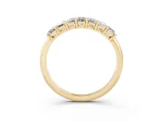 Emerald Cut Diamond Half Eternity Band Set in Yellow gold with Prong Setting