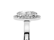 Oval Cut Diamond Halo Ring Set in Platinum with Solitaire Band and Prong Setting