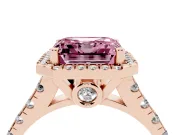 Asscher Cut Accented Halo Engagement Ring Setting for a Fancy Pink Lab-Grown Diamond | Rose Gold