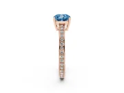 Cushion Cut Pave Solitaire Engagement Ring Setting for a Fancy Blue Lab-Grown Diamond | Accented Basket | Rose Gold
