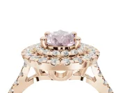 Pear-Shaped Double Halo Engagement Ring Setting for a Fancy Pink Lab-Grown Diamond | Rose Gold