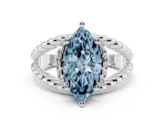 Marquise Rope Twist Engagement Ring Setting for a Fancy Blue Lab-Grown Diamond | Sterling Silver