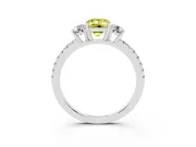 Emerald Cut Three Stone Engagement Ring Setting for a Fancy Yellow Lab-Grown Diamond | Pave Shoulders | Sterling Silver