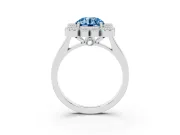 Round Milgrain Cluster Halo Engagement Ring Setting for a Fancy Blue Lab-Grown Diamond | Plain Band | Platinum