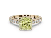 Cushion Cut Pavé Engagement Ring Setting for a Fancy Yellow Lab-Grown Diamond | Crossover Gallery | Yellow Gold