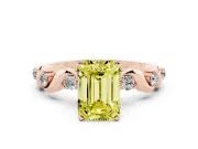 Emerald Cut Ribbon Twist Engagement Ring Setting for a Fancy Yellow Lab-Grown Diamond | Accented Shoulders | Rose Gold