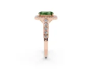 Emerald Cut Graduated Milgrain Halo Engagement Ring Setting for a Fancy Green Lab-Grown Diamond | Rose Gold