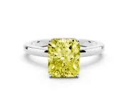 Radiant Cut Hidden Halo Engagement Ring Setting for a Fancy Yellow Lab-Grown Diamond | Thin Band | Sterling Silver