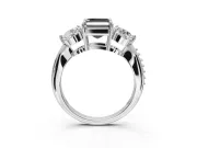 Fancy Black Asscher Cut Lab-Grown Diamond Three-Stone Ring Set in Sterling Silver with Channel-Set Band and Prong Setting