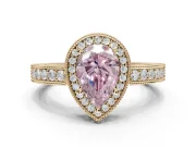 Pear-Shaped Milgrain Halo Engagement Ring Setting for a Fancy Pink Lab-Grown Diamond | Wide Pavé Band | Yellow Gold