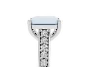 Radiant Cut Graduated Pave Cathedral Solitaire Engagement Ring Setting | Scroll Cut-Outs | Platinum