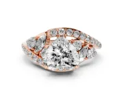 Heart-Shaped Bypass Pavé Engagement Ring Setting | Marquise and Pear Accents | Rose Gold