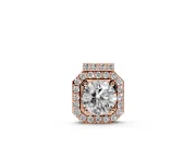 Round Lab-Grown Diamond Octagonal Halo Pendant Necklace | Pavé Bar Bail | Rose Gold