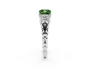 Fancy Green Princess Cut Diamond Three-Stone Ring Set in White gold with Braided Band