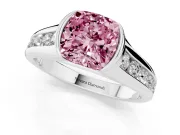 Cushion Cut Half Bezel Engagement Ring Setting for a Fancy Pink Lab-Grown Diamond | Sterling Silver