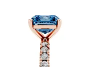 Asscher Cut Pavé Engagement Ring Setting for a Fancy Blue Lab-Grown Diamond | Rose Gold