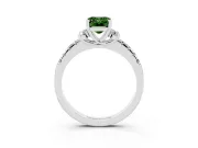 Emerald Cut Side Stone Engagement Ring Setting for a Fancy Green Lab-Grown Diamond | Pave Band | White Gold