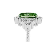 Fancy Green Radiant Cut Diamond Cluster Ring Set in Platinum with Beaded Band