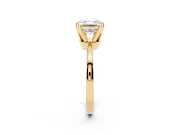 Asscher Cut Diamond Solitaire Engagement Ring Set in Yellow gold with Slim Tapered Solitaire Band