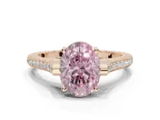 Oval Vintage Cathedral Engagement Ring Setting for a Fancy Pink Lab-Grown Diamond | Carved Band | Rose Gold
