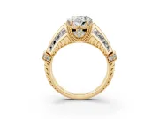 Heart-Shaped Vintage Milgrain Engagement Ring Setting | Hidden Halo | Yellow Gold