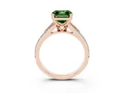 Asscher Cut Split Shank Engagement Ring Setting for a Fancy Green Lab-Grown Diamond | Pave Band | Rose Gold