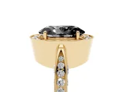 Oval Milgrain Halo Engagement Ring Setting for a Black Center | Side Stones | Yellow Gold