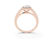 Oval Halo Engagement Ring Setting | V-Split Pavé Band | Rose Gold