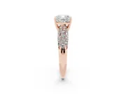 Cushion Cut Multi Row Pave Solitaire Engagement Ring Setting | Domed Shoulders | Rose Gold