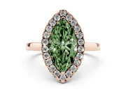 Marquise Thin Halo Engagement Ring Setting for a Fancy Green Lab-Grown Diamond | Plain Polished Band | Rose Gold
