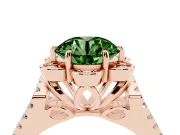 Round Petal Frame Floral Halo Engagement Ring Setting for a Fancy Green Lab-Grown Diamond | Pavé Split Shank | Rose Gold