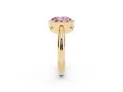Oval Halo Engagement Ring Setting for a Fancy Pink Lab-Grown Diamond | Plain Band | Yellow Gold