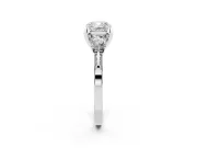Cushion Cut Hidden Halo Three Stone Engagement Ring Setting | Pave Gallery | Platinum