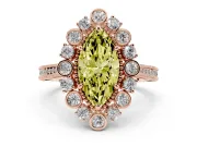 Marquise Scalloped Halo Engagement Ring Setting for a Fancy Yellow Lab-Grown Diamond | Milgrain Edges | Rose Gold
