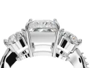 Princess Cut Three Stone Engagement Ring Setting | Tapered Pave Band | Sterling Silver
