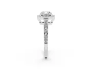 Cushion Cut Diamond Halo Pavé Engagement Ring Set in White gold with Bezel Setting