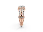 Round Cut Diamond Vintage-Inspired Milgrain Ring Set in Rose gold with Accent Split Shank