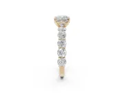 Cushion Cut Side Stone Engagement Ring Setting | Scalloped Prong Accents | Yellow Gold
