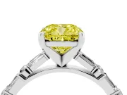 Cushion Cut Baguette Side Stone Engagement Ring Setting for a Fancy Yellow Lab-Grown Diamond | Platinum