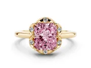 Radiant Cut Petal Halo Engagement Ring Setting for a Fancy Pink Lab-Grown Diamond | Yellow Gold
