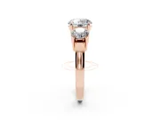Round Three Stone Engagement Ring Setting | Round Side Stones and Open Baskets | Rose Gold