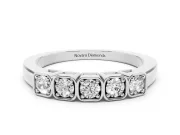 Five-Stone Round Diamond Band Set in White gold with Bezel Setting