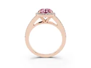 Round Halo Engagement Ring Setting for a Fancy Pink Lab-Grown Diamond | Pave Split Shank | Rose Gold