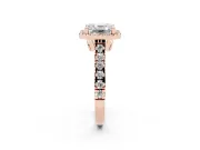 Asscher Cut Halo Engagement Ring Setting | Shared Prong Shoulders | Rose Gold