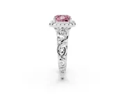 Princess Cut Filigree Halo Engagement Ring Setting for a Fancy Pink Lab-Grown Diamond | Sterling Silver